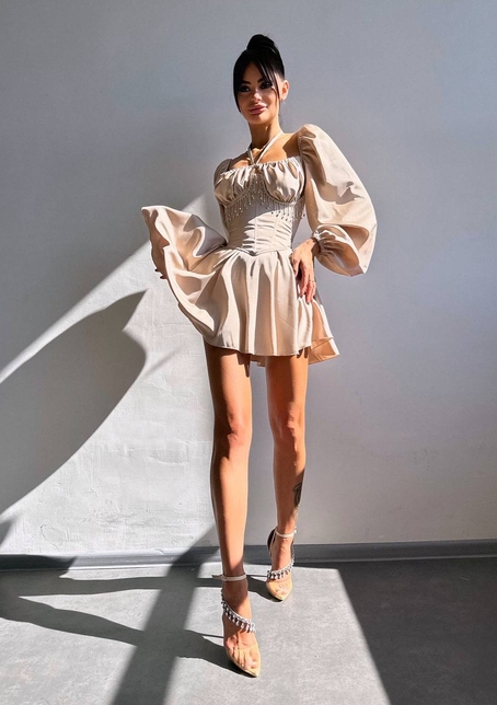 Сукня з корсетом, декорованим бахромою зі страз Ручна робота  | PUSHKA SHOP