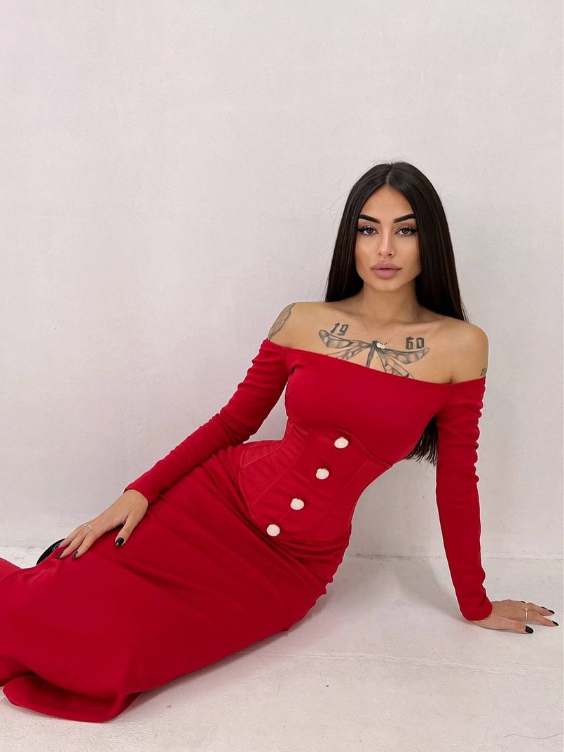 Сукня міді  + атласний корсет Сукня міді  + атласний корсет | PUSHKA SHOP