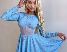 Корсетна сукня з пишною спідницею в квітковий Принт  | PUSHKA SHOP