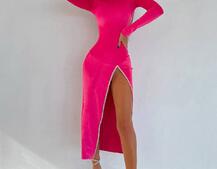 Оксамитова сукня з розрізом, декорована стразами. Прикраса пришита! Оксамитова сукня з розрізом, декорована стразами. Прикраса пришита! | PUSHKA SHOP