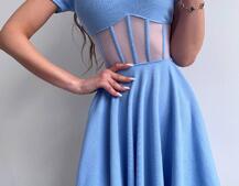 Сукня-міні  з елементами корсету  та спідницею солнцем | PUSHKA SHOP