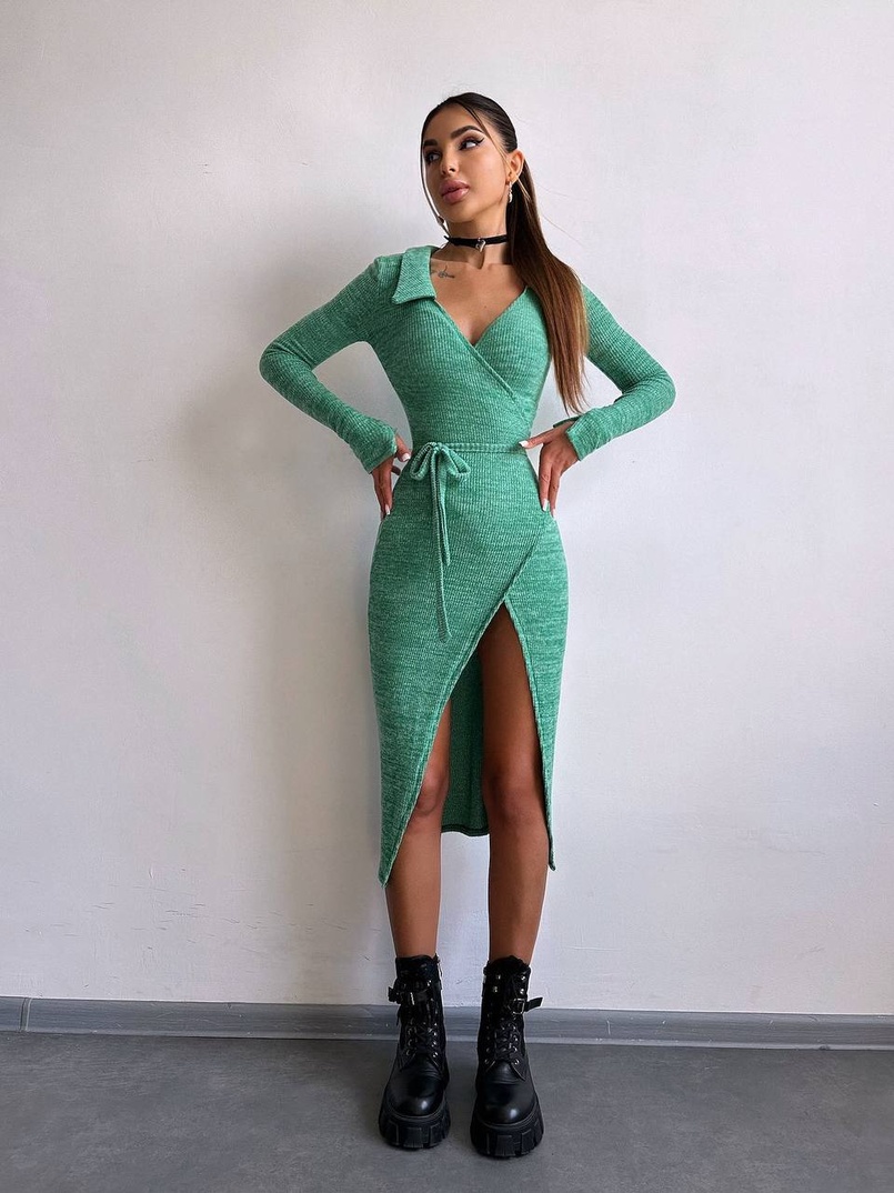 Трикотажна сукня із запахом | PUSHKA SHOP