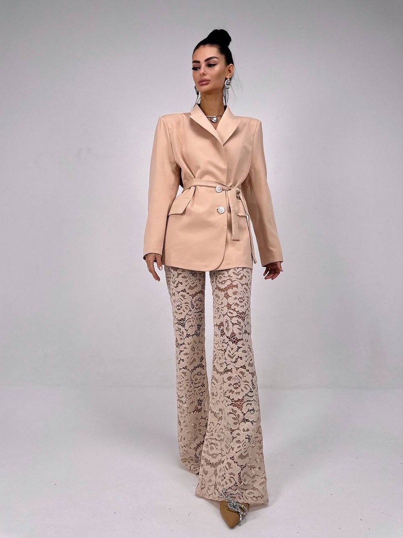 Комплект: мереживний корсет бюстьє + штани + піджак  Комплект: мереживний корсет бюстьє + штани + піджак  | PUSHKA SHOP