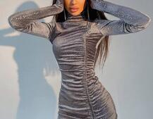 Облягаюча оксамитова сукня із затяжкою Довжину сукні можна регулювати Облягаюча оксамитова сукня із затяжкою Довжину сукні можна регулювати | PUSHKA SHOP