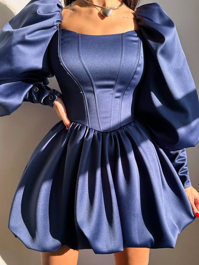 Сукня з обʼємними рукавами та спідницею балоном  Сукня з обʼємними рукавами та спідницею балоном  | PUSHKA SHOP