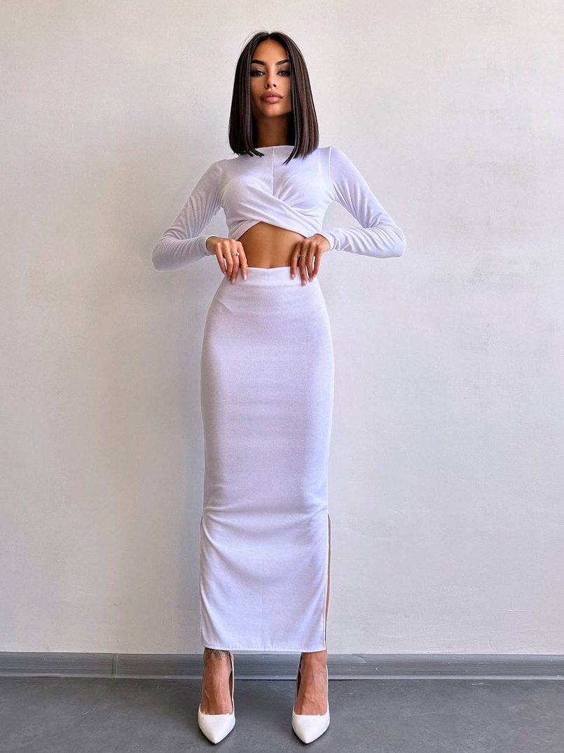 Комплект: топ + спідниця с розрізами  Комплект: топ + спідниця с розрізами  | PUSHKA SHOP