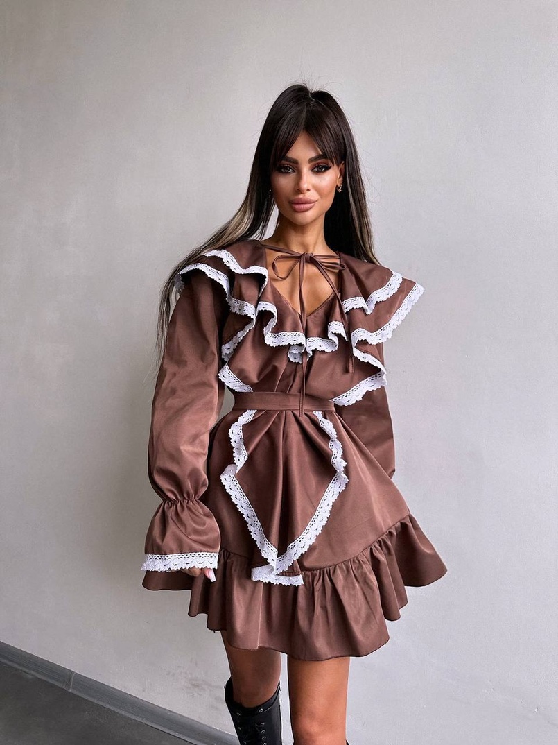 Котонова сукня декорована мереживом    Котонова сукня декорована мереживом    | PUSHKA SHOP