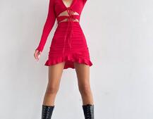 Трикотажна сукня з присбореною спідницею Трикотажна сукня з присбореною спідницею | PUSHKA SHOP