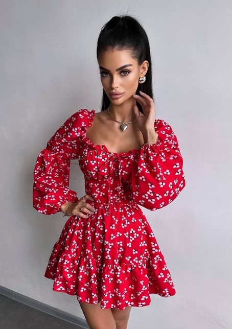 Сукня з квітковим принтом з воланами на ґудзиках  Сукня з квітковим принтом з воланами на ґудзиках  | PUSHKA SHOP