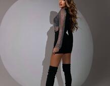 Сукня декорована сіткою із стразами міні або міді Сукня декорована сіткою із стразами міні або міді | PUSHKA SHOP