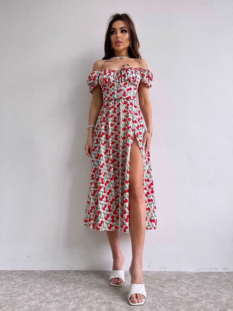 Сукня- міді  з принтом  Сукня- міді  з принтом  | PUSHKA SHOP