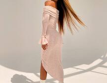 Трикотажна сукня міді з хомутом   | PUSHKA SHOP