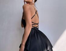 Шовкова сукня  з пишною спідницею та шнурівкою   | PUSHKA SHOP