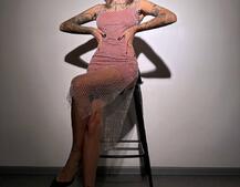 Сукня із сітки зі стразами на трикотажній підкладці  Сукня із сітки зі стразами на трикотажній підкладці  | PUSHKA SHOP