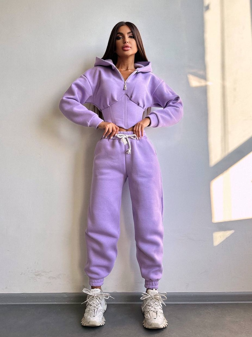 Комплект на флісі : худі з елементами корсету + штани  Комплект на флісі : худі з елементами корсету + штани  | PUSHKA SHOP