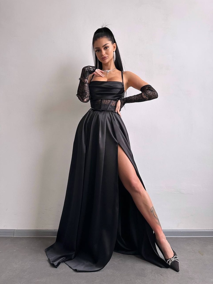 Атласний комплект: корсет + спідниця максі Атласний комплект: корсет + спідниця максі | PUSHKA SHOP