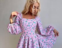 Сукня міні з квітковим принтом, корсетним верхом та подвійною спідницею  Сукня міні з квітковим принтом, корсетним верхом та подвійною спідницею  | PUSHKA SHOP