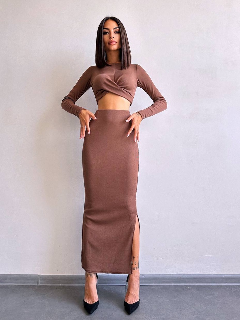 Комплект: топ + спідниця с розрізами  Комплект: топ + спідниця с розрізами  | PUSHKA SHOP