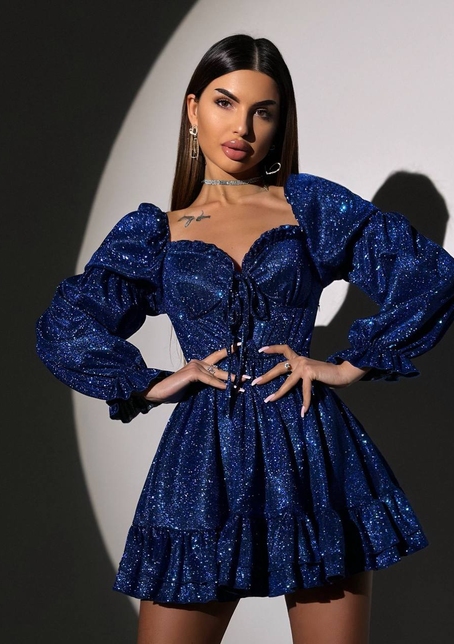 Блискуча сукня з чашечками та пишною спідницею | PUSHKA SHOP