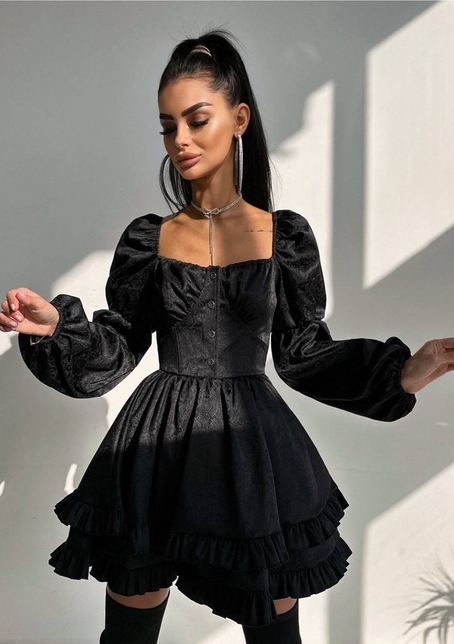 Корсетна сукня  з пишною подвійною спідницею та рюшами  | PUSHKA SHOP