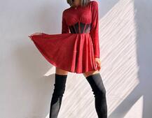 Приталена блискуча сукня з корсетною вставкою та пишною спідницею-сонцем | PUSHKA SHOP