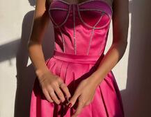 Комплект: корсет-бюстьє , декорований стразами  + спідниця максі з розрізом   Комплект: корсет-бюстьє , декорований стразами  + спідниця максі з розрізом   | PUSHKA SHOP