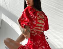 Платье миди со шнуровкой на спинке  Платье миди со шнуровкой на спинке  | PUSHKA SHOP