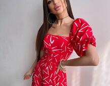 Сукня -міді зі шнурівкою на спинці та розрізом на ніжці Сукня -міді зі шнурівкою на спинці та розрізом на ніжці | PUSHKA SHOP