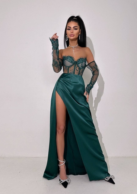 Комплект: мереживний корсет  +  спідниця максі   Комплект: мереживний корсет  +  спідниця максі   | PUSHKA SHOP