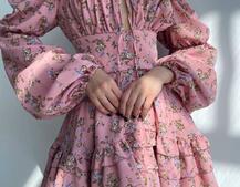 Сукня з квітковим принтом з воланами на ґудзиках  Сукня з квітковим принтом з воланами на ґудзиках  | PUSHKA SHOP