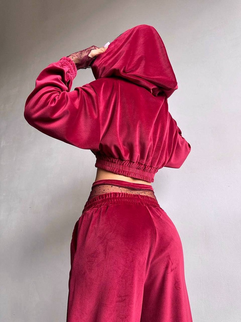 Велюровий комплект декорований стразами( бомбер+ рукавички+ штани + трусики) Велюровий комплект декорований стразами( бомбер+ рукавички+ штани + трусики) | PUSHKA SHOP