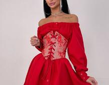 Приталена сорочка на плічках+  мереживний корсет Приталена сорочка на плічках+  мереживний корсет | PUSHKA SHOP