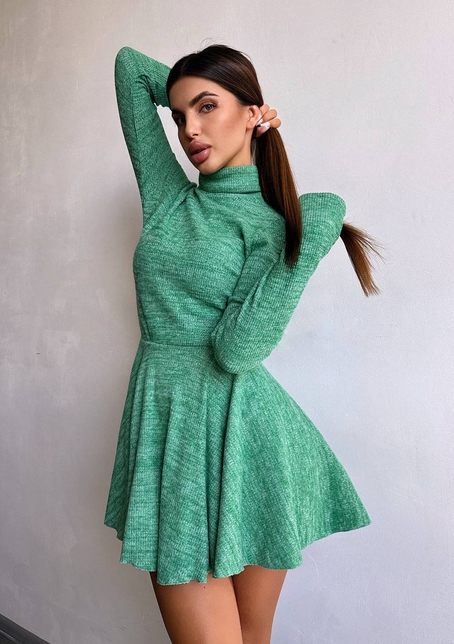 Трикотажна сукня міні із спідницею сонцем     | PUSHKA SHOP