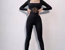 Облягаючий трикотажний комбінезон з елементами корсету  Облягаючий трикотажний комбінезон з елементами корсету  | PUSHKA SHOP