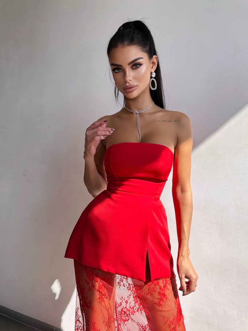 Комплект: піджак + блуза з баской + мереживна спідниця-шорти  Комплект: піджак + блуза з баской + мереживна спідниця-шорти  | PUSHKA SHOP