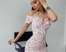 Цветочное платье мини с корсетной вставкой  на талии и присобранной юбкой  Цветочное платье мини с корсетной вставкой  на талии и присобранной юбкой  | PUSHKA SHOP