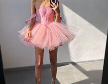 Атласна корсетна сукня міні з гачками та пишною фатиновою спідницею  Атласна корсетна сукня міні з гачками та пишною фатиновою спідницею  | PUSHKA SHOP