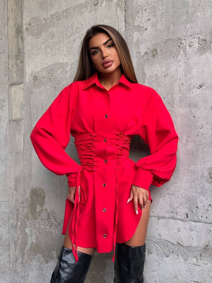 Сукня-сорочка зі шнурівкою Сукня-сорочка зі шнурівкою | PUSHKA SHOP