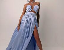 Атласна сукня максі із шнуром зі стразами  Атласна сукня максі із шнуром зі стразами  | PUSHKA SHOP