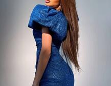 Блестящее платье с объемными рукавами  Блестящее платье с объемными рукавами  | PUSHKA SHOP