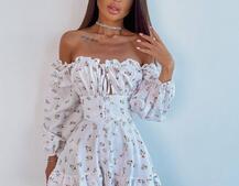 Сукня з квітковим принтом з воланами на ґудзиках  | PUSHKA SHOP