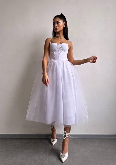 Сукня міді із чашечками з пишною спідницею | PUSHKA SHOP