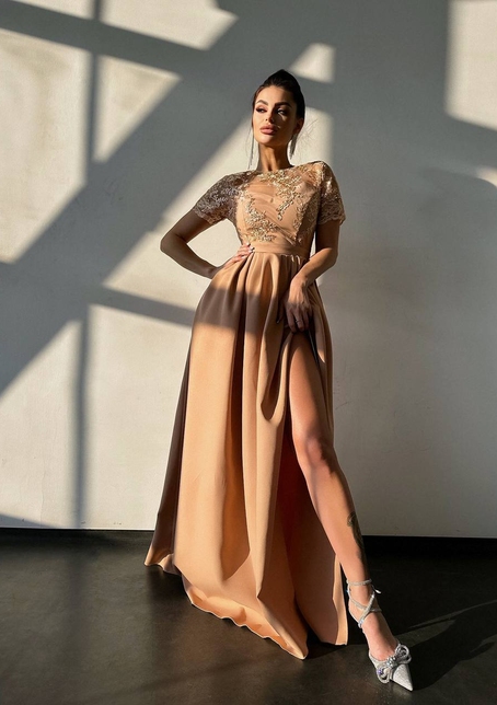 Сукня максі з мереживом  | PUSHKA SHOP