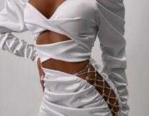 Сукня міні з драпіруванням, декорована стразами  | PUSHKA SHOP