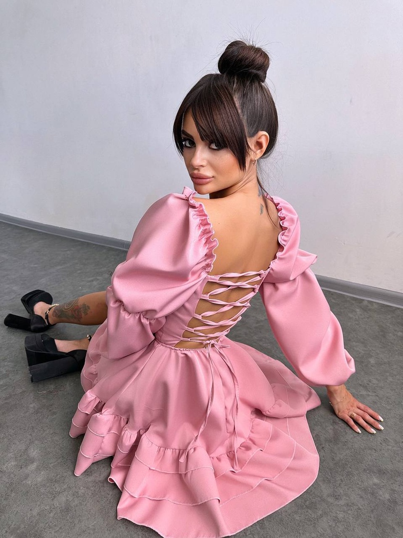 Сукня з воланами та шнурівкою  по спинці Сукня з воланами та шнурівкою  по спинці | PUSHKA SHOP