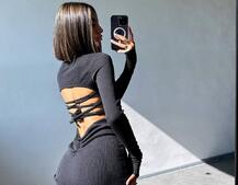 Трикотажна сукня міді зі шнурівкою на спинці  Трикотажна сукня міді зі шнурівкою на спинці  | PUSHKA SHOP