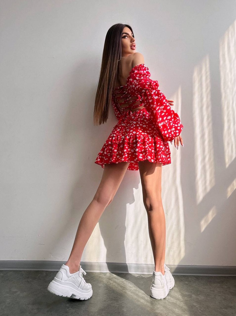 Квіткова сукня з воланами та шнуровкою по спинці Квіткова сукня з воланами та шнуровкою по спинці | PUSHKA SHOP