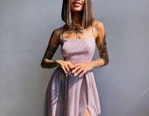 Сяюча сукня максі  зі шнурівкою на спинці Сяюча сукня максі  зі шнурівкою на спинці | PUSHKA SHOP