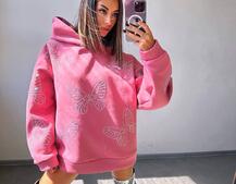 Трендове худі over size із сяючими стразами  | PUSHKA SHOP