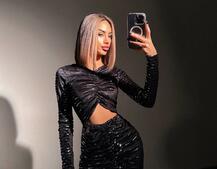 Оксамитова сукня міні з блискучим напиленням  | PUSHKA SHOP